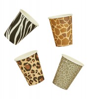 Pappbecher "Animal Print" in 4 Designs - 8 Stück