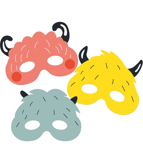Kindermasken aus Papier "Monster Bash" - 6 Stück