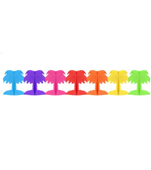 Papiergirlande "Palmen" - Regenbogen - 3 m