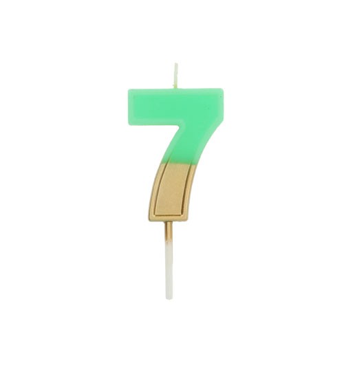 Geburtstagskerze Zahl "7" - Retro - grün, gold