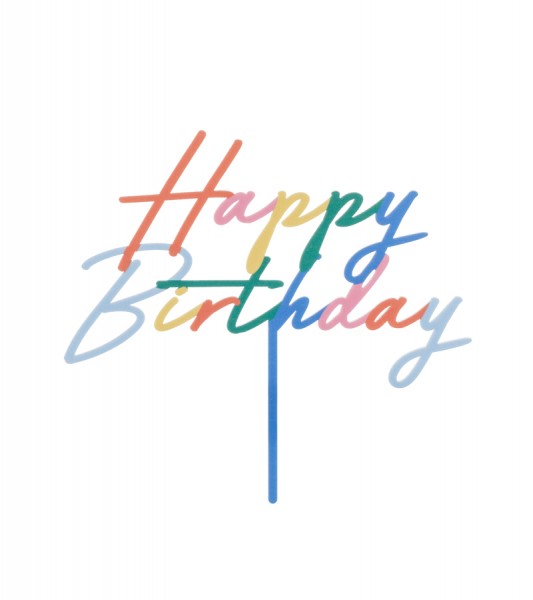 Cake-Topper aus Acryl "Happy Birthday" - Farbmix