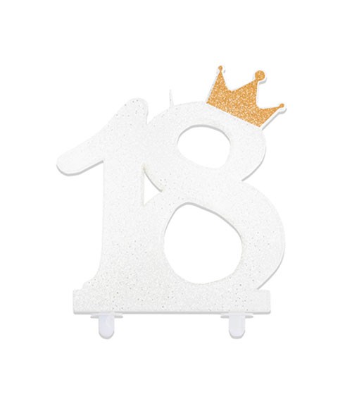 Kuchenkerze mit Krone "18. Geburtstag" - 12 cm