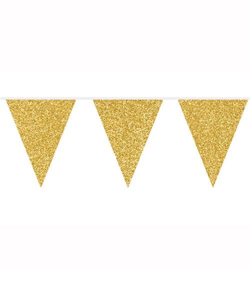 Wimpelgirlande mit Glitter - gold - 6 m