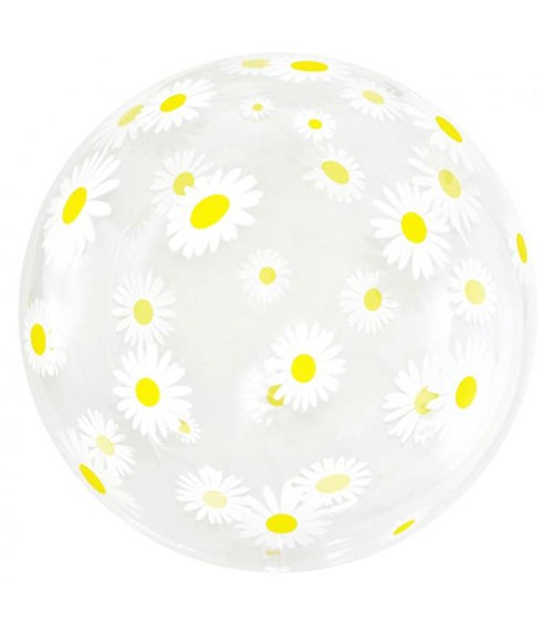 Transparenter Kugelballon mit Daisies - 51 cm