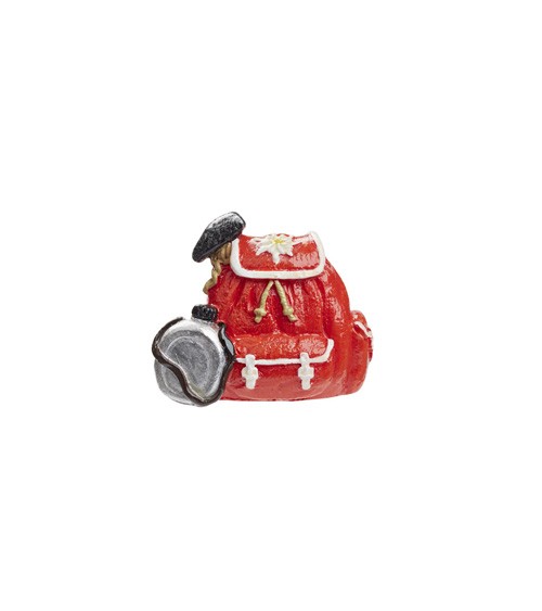 Miniatur Rucksack "Hiking" aus Polyresin - rot - 3,5 cm