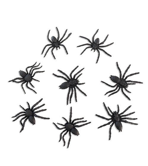 Spinnen aus Kunststoff - schwarz - 6 cm - 8 Stück