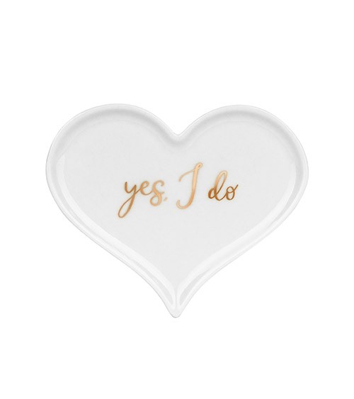 Porzellan-Schale für Eheringe "Yes I do" - 13,3 x 10,8 cm
