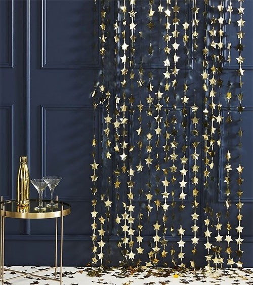 Sternen-Vorhang - gold metallic - 1,2 x 2 m
