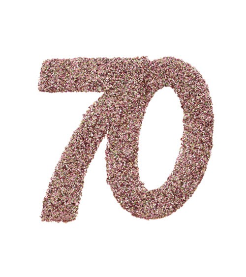 Streuteile mit Glitter "70" - rosegold - 6 Stück