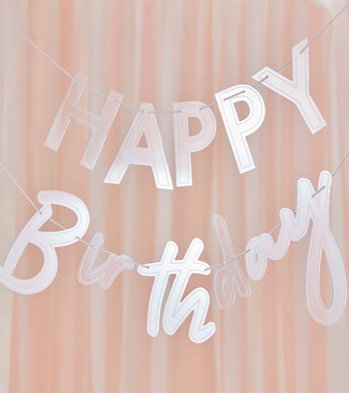 Happy Birthday Girlande aus Acryl - weiß - 2-teilig