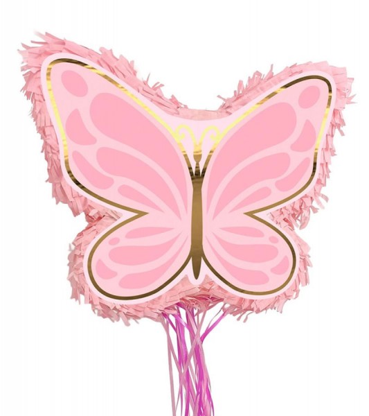Zieh-Pinata "Schmetterling" - rosa/gold - 37 x 44 cm
