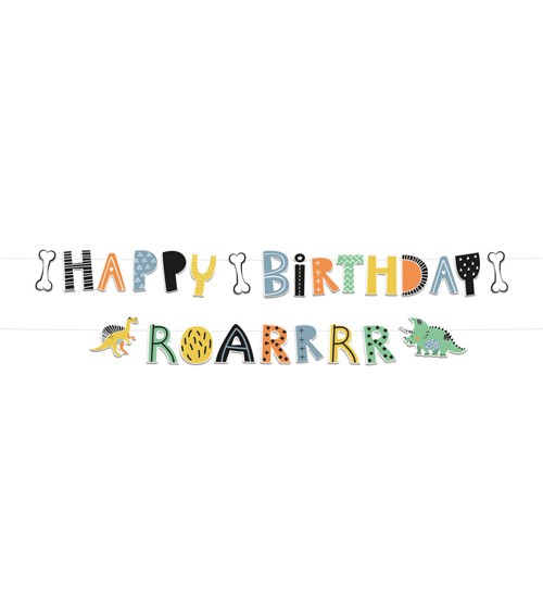 Happy Birthday Girlande "Dino Roars" - 2-teilig