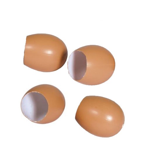 Eier aus Kunststoff - offen - braun - 5,5 cm - 4 Stück