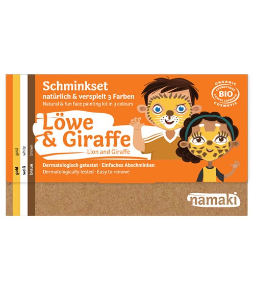 Namaki Bio-Kinderschminke-Set "Löwe & Giraffe" - 3 Farben