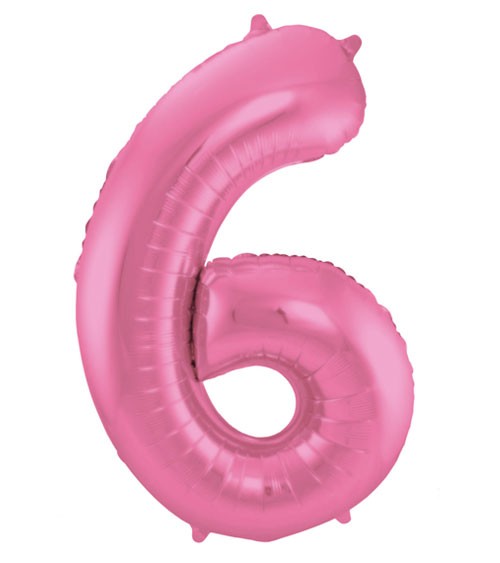 Zahl-Folienballon "6" - matt candy pink - 86 cm