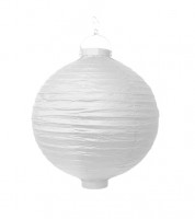 Papierlampion mit Beleuchtung - weiß - 20 cm