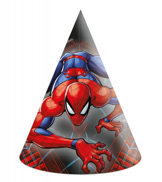 Partyhüte "Spiderman World of Webs" - 6 Stück