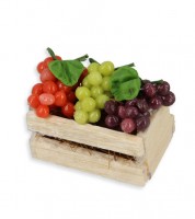 Holzkiste mit Weintrauben aus Kunststoff - 1:12 - 3 x 2 cm