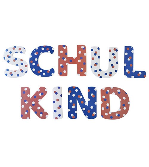 DIY Girlande "Schulkind" mit Punkten - blau, braun, creme - 3 m
