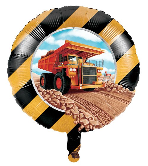 Runder Folienballon "Baumaschinen" - 45 cm
