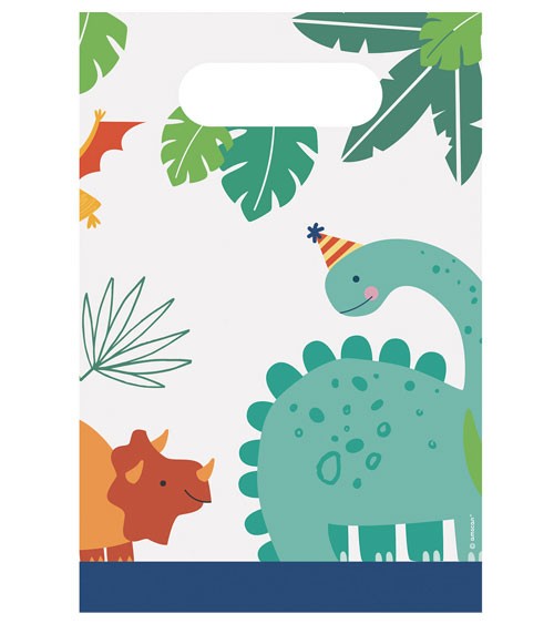 Partytüten aus Papier "Happy Dino Birthday" - 8 Stück