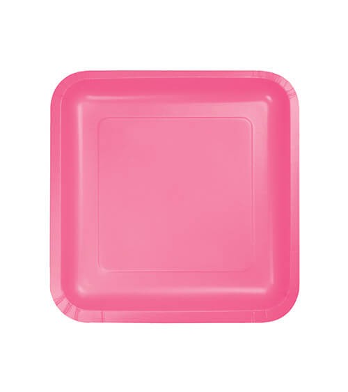 Kleine eckige Pappteller - candy pink - 18 Stück