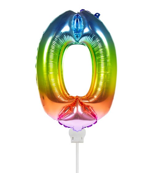 Folienballon Zahl "0" - rainbow - 36 cm