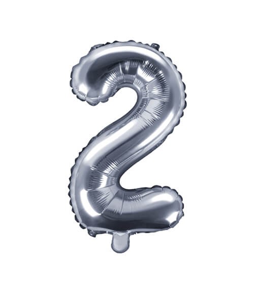 Folienballon Zahl "2" - silber - 35 cm