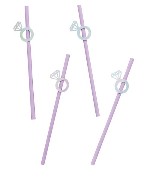 Papierstrohhalme mit Diamantring - 20 Stück
