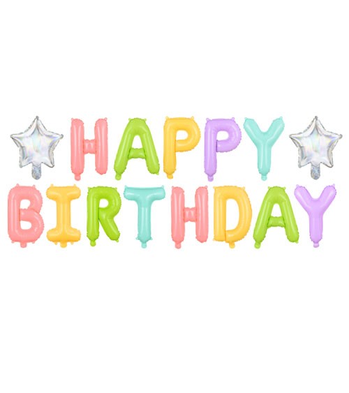 Folienballon-Set "Happy Birthday" - Pastell - 395 x 35 cm