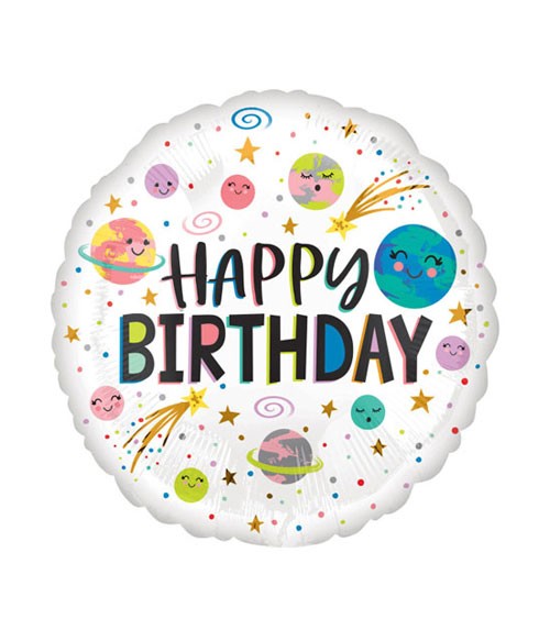 Folienballon "Smiling Galaxy" - Happy Birthday - 43 cm