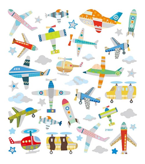 Sticker "Flugzeuge & Hubschrauber" - mit Glitter - 1 Bogen