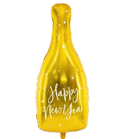 Supershape-Folienballon Sektflasche "Happy New Year" - 32 x 82 cm