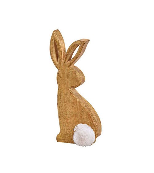 Holz-Hase mit Pompom - 8 x 20 cm