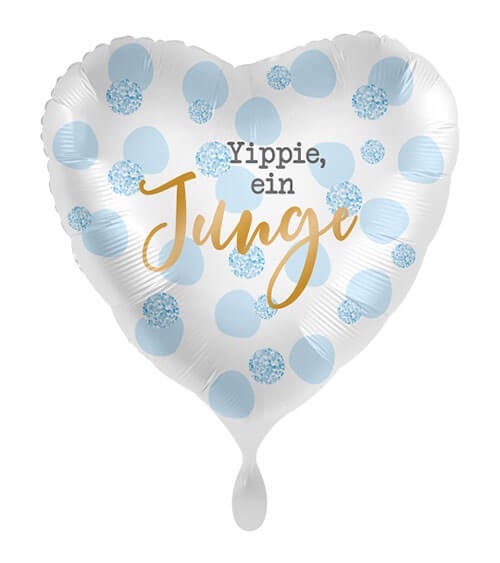 Herz-Folienballon "Yippie, ein Junge" - 43 cm