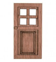 Wichteltür aus Holz mit Fenster - 7 x 14 cm
