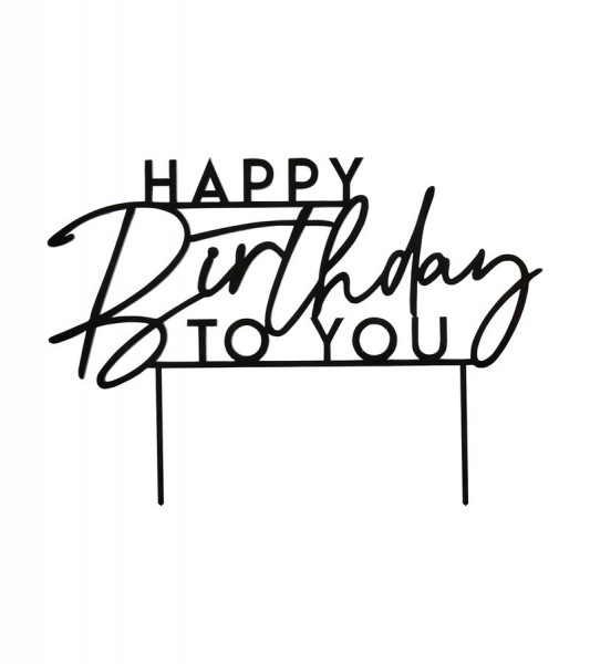 Cake-Topper aus Acryl "Happy Birthday to you" - schwarz