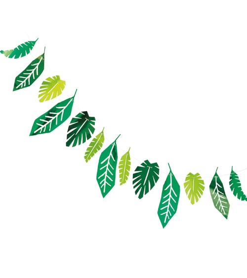 Blätter-Girlande aus Papier - metallic grün - 2,13 m