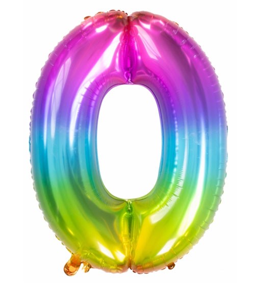 Zahl-Folienballon "0" - Yummy Gummy Rainbow - 86 cm