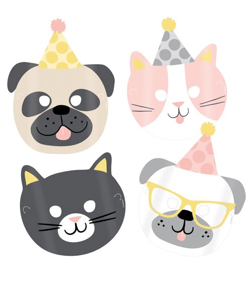 Kindermasken "Cats & Dogs" 8 Stück