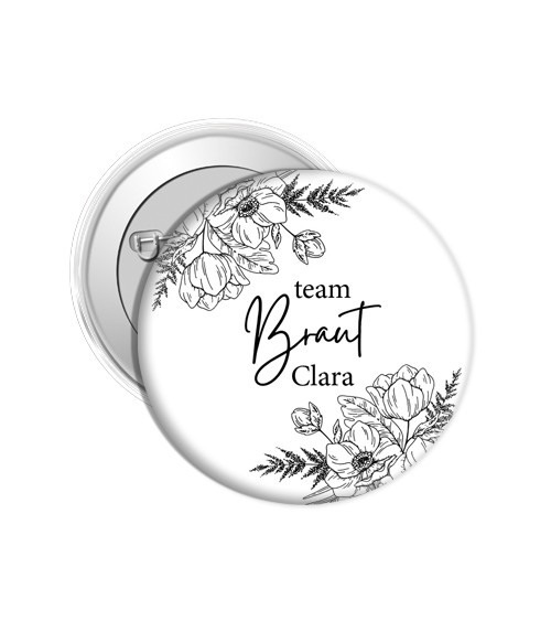 Dein Button "Graphic Flowers" - Wunschtext & Farbwahl