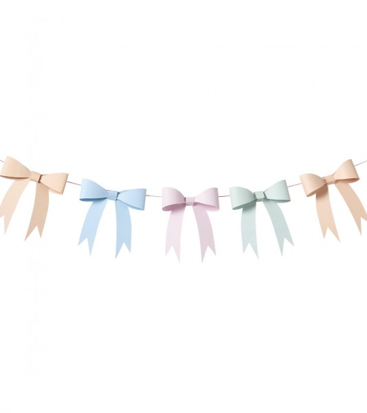 DIY Schleifen-Girlande aus Papier - pastell - 2 m