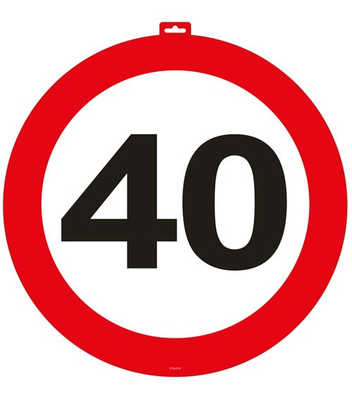 Luftschlangen "40" in Verkehrsschild Optik Dekoration Geburtstag Party 