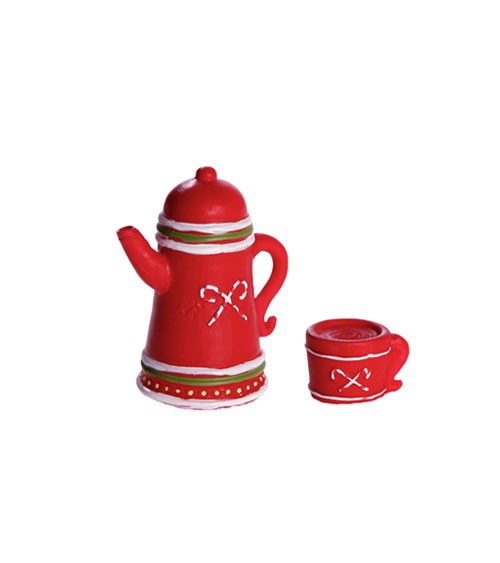 Mini Teekanne & Tasse aus Polyresin - 4 cm - 2-teilig