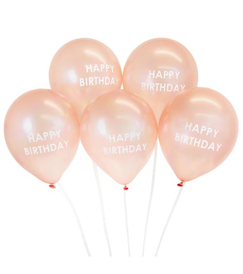 Luftballon-Set "Happy Birthday" - rosegold - 5-teilig