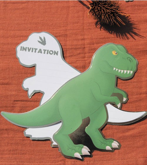Einladungskarten "T-Rex" - 8 Stück