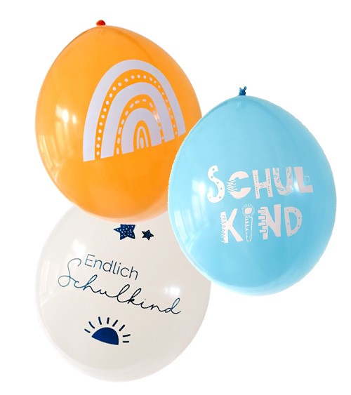 Luftballon-Set "Endlich Schulkind" - blau, vanille, gelb - 30-teilig