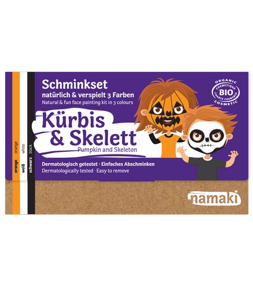 Namaki Bio-Kinderschminke-Set "Kürbis & Skelett" - 3 Farben