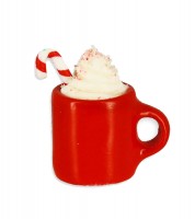 Miniatur Tasse mit Cappuccino und Zuckerstange - 2 cm