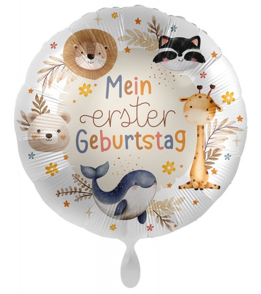 Folienballon "Mein erster Geburtstag" - Animal Party - 43 cm